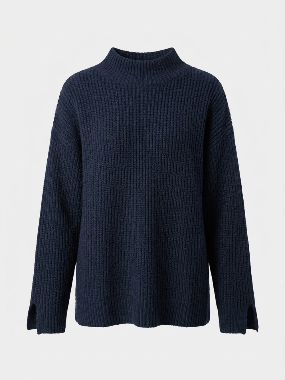 LOFT Navy Ribbed Mock Turtleneck Sweater